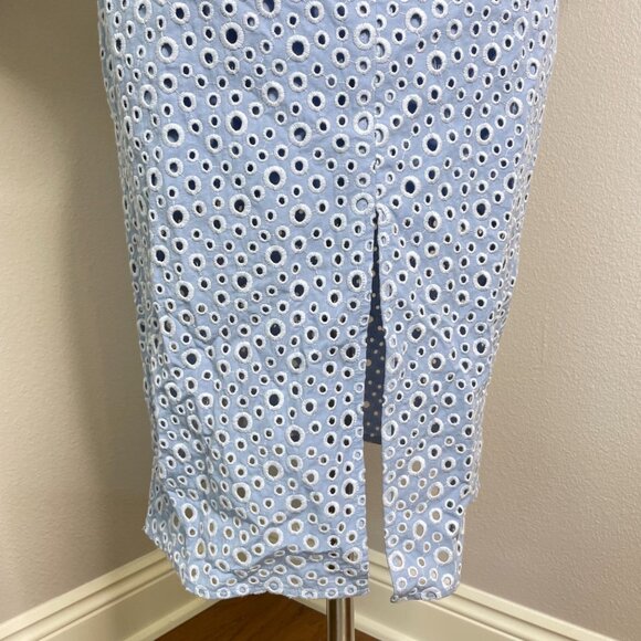 Prose & Poetry Sheila Midi Dress Size Small Blue Eyelet Off the Shoulder New - Picture 9 of 13